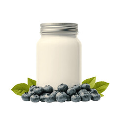 Glass Jar of Yogurt with Blueberries