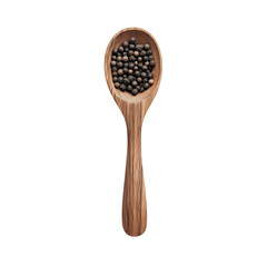 Spoon Filled with Black Peppercorns