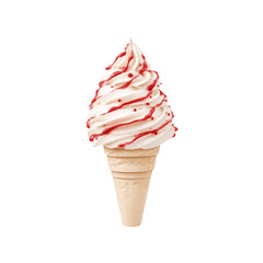 Ice Cream Cone with Strawberry Sauce