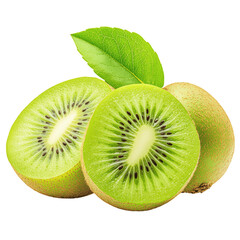 Kiwi Fruit with Leaf Isolated