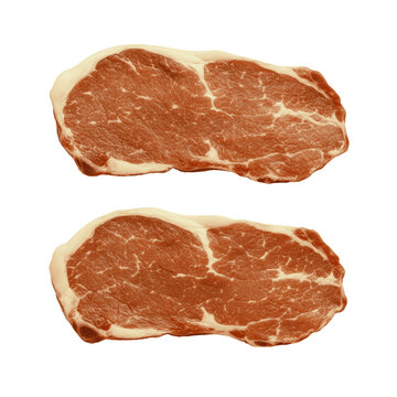 Two Raw Steaks on White Background
