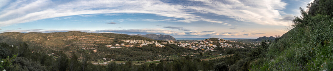 Landscape with mountains on a cloudy morning