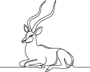 Elegant Line Drawing of Antelope - Minimalist Vector Art