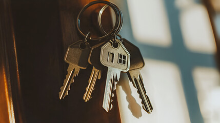 House keys gleaming in sunlight new home ownership excitement