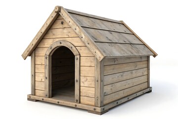 Wooden dog house isolated on white background