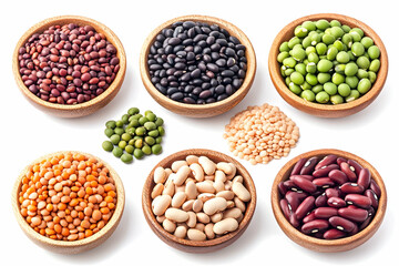 Fototapeta premium Variety of Beans and Lentils Isolated