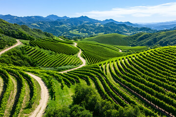 Naklejka premium Vineyard Hills Scenic Aerial View