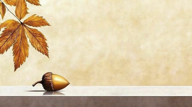 Visualize a single acorn on a barren table, symbolizing lost potential, surrounded by white space for emphasis.