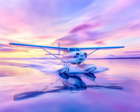 Waterplane Landing at Sunrise