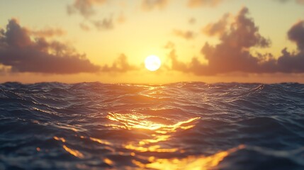 Obraz premium Vibrant sunset over a calm ocean.