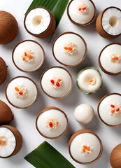 Coconut dessert with lotus flowers