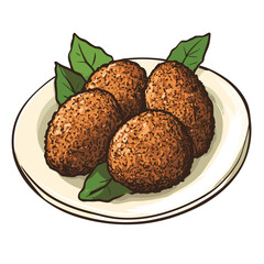 Traditional Kibbeh Croquettes Vector with Herb Garnish