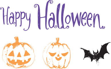 set of halloween drawings