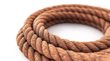 Obraz premium Thick brown rope coiled in a circle nautical texture strong material