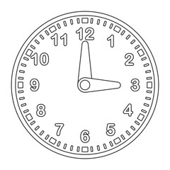 Learning clock for children or educators teaching how to tell time outline vector