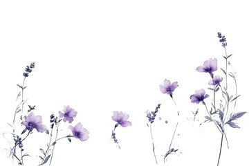 Fototapeta premium Ethereal Purple Wildflowers on Transparent Background, PNG