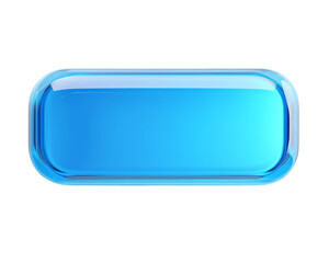 Glossy Light Blue Rectangular Button with Transparent Background, PNG