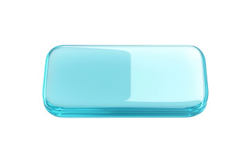Glossy Light Blue Rectangular Glass Object on Transparent Background, PNG
