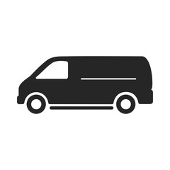 Online shopping delivery van icon black silhouette vector