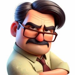 Stern Senior Executive with Crossed Arms - Serious senior businessman with arms crossed, symbolizing executive authority, professional strictness, and business wisdom.