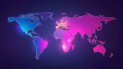 Neon World Map: Global Connectivity and Digital Network