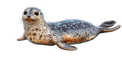 A playful marine mammal with wet fur and bubbles perfect for aquatic themes and wildlife photo