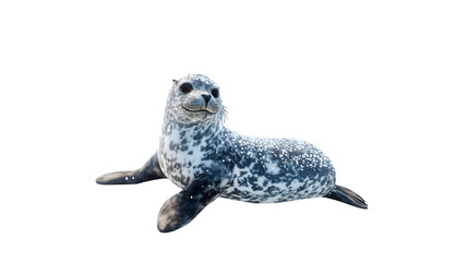 A spotted marine mammal resting on a black background ideal for wildlife nature and animal t