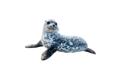 A spotted marine mammal resting on a black background ideal for wildlife nature and animal t