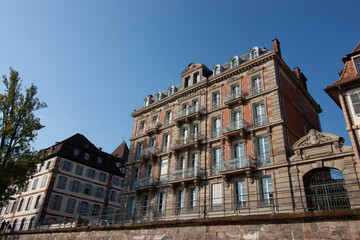 An architectural building in Strasbourg, showcasing its classic facade and ornate details