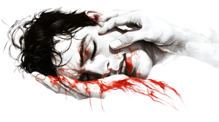 Bloody Face Pain Suffering Despair Dark Art Gory Image
