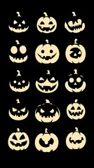 Halloween Pumpkin Faces Collection.