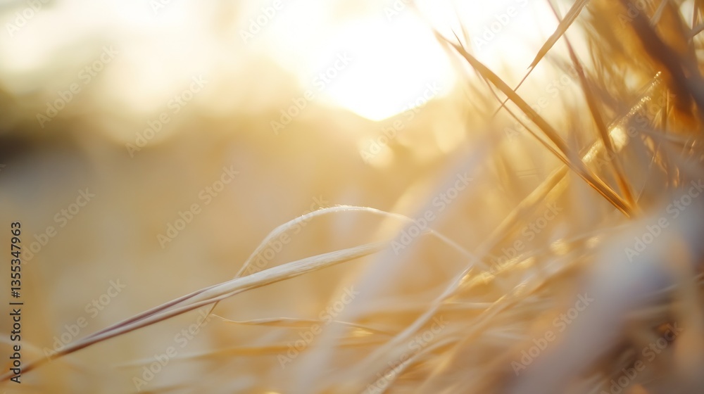 Fototapete golden sunlight filtering through tall grass creating a warm and dreamy atmosphere in a summer field