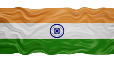 India flag isolated on transparent background, cut out, ai generated
