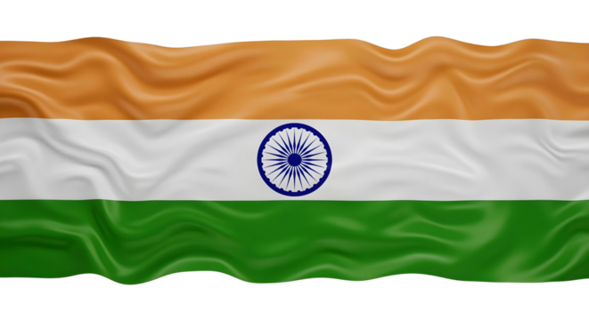 India flag isolated on transparent background, cut out, ai generated