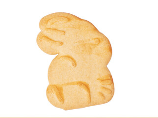 freshly baked golden brown Easter bunny cookies isolated on white background, capturing the essence of spring celebrations and Christian traditions,