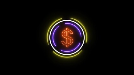Naklejka premium Neon Dollar Sign in Circular Design