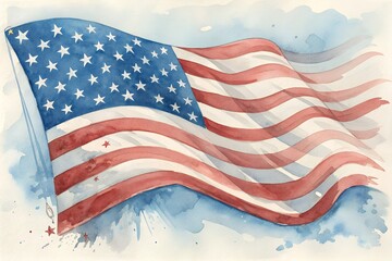 watercolor american flag background