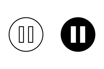 Pause icon set in circle. Media player control button. Vector.