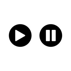Play and pause buttons - vector icon illustration design.Video Audio Player. Player Button set icon symbol – vector. Play and pause vector button black icons isolated on white background