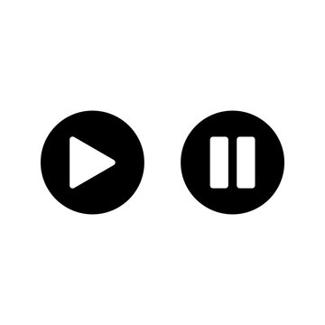 Play and pause buttons - vector icon illustration design.Video Audio Player. Player Button set icon symbol &ndash; vector. Play and pause vector button black icons isolated on white background