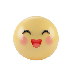 Fototapeta premium Yellow emoji face with rosy cheeks and smiling expression