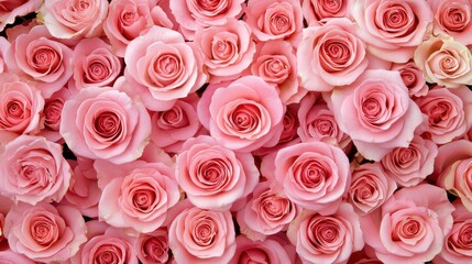 Obraz premium Blooming Pink Roses A Sea of Pastel Elegance.