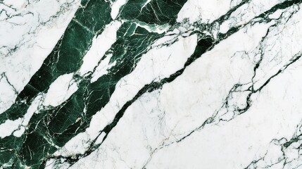 Elegant Marble Texture with Deep Emerald Green Veins on a White Polished Stone Surface &ndash; A Luxurious and Timeless Background, Isolated on White