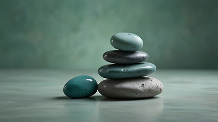 Harmonious Arrangement of Polished Stones in Serene Tones

