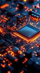 Fototapeta premium High-tech CPU on glowing circuit board