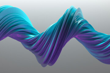 Abstract twisting waveform in vibrant blue and purple tones. dynamic design for modern art display. 3d render.