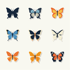 Schmetterlings-Set:  Farbige Illustrationen

