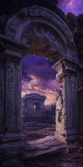 Fototapeta premium Ancient stone archway leading to temple ruin.