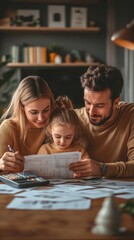 Fototapeta premium Family reviewing documents at home