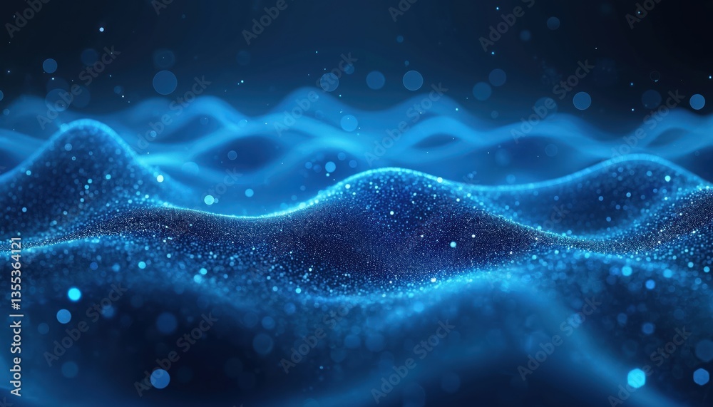Aufkleber abstract blue digital background. glowing particles network connections creates tech-inspired design
